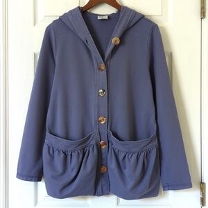 Color Me Cotton 90's Vintage Lightweight Funky Apron Pocket Hooded Jacket Purple